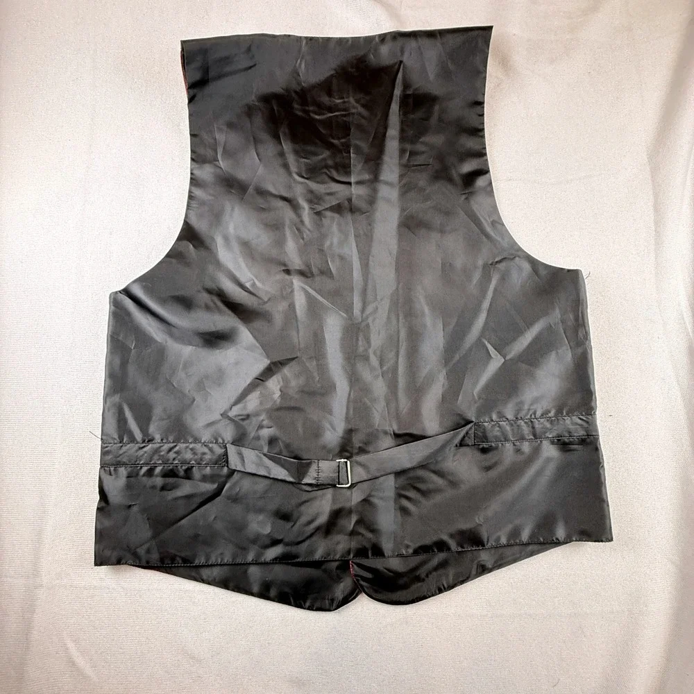 Pierre Cardin Mens XL Red Textured Formal Dress Vest Button Front Adjustable
